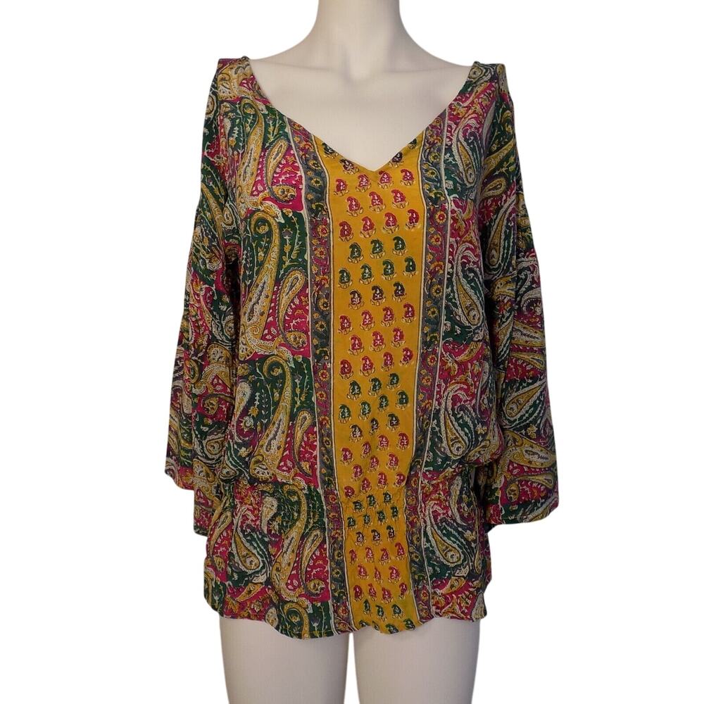 Tolani silk blouse tunic 3/4 sleeves size Small